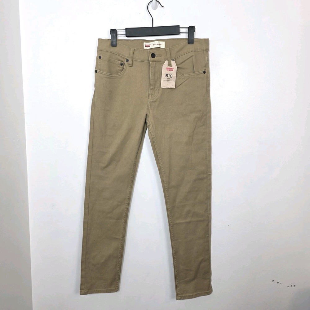 NWT Levi's Khaki Tan 510 Skinny Fit Stretch Boy's Jeans Size 18 Regular 29×29